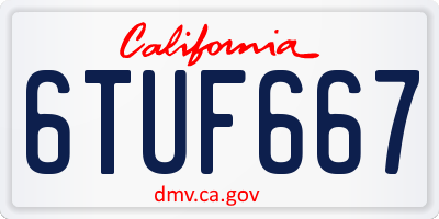 CA license plate 6TUF667
