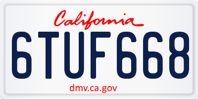 CA license plate 6TUF668