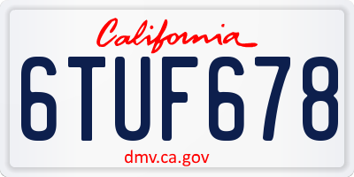 CA license plate 6TUF678