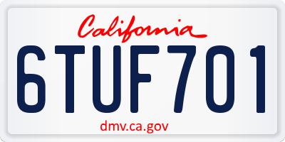 CA license plate 6TUF701