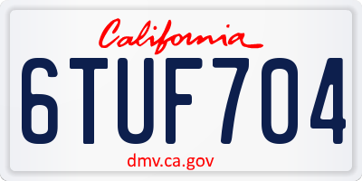 CA license plate 6TUF704