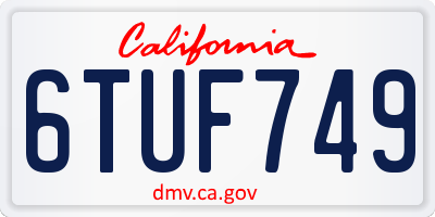 CA license plate 6TUF749