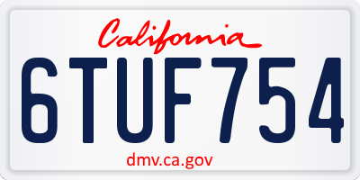 CA license plate 6TUF754