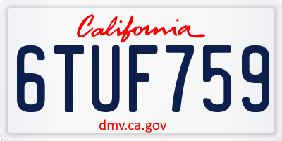 CA license plate 6TUF759