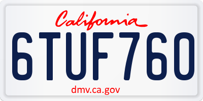 CA license plate 6TUF760