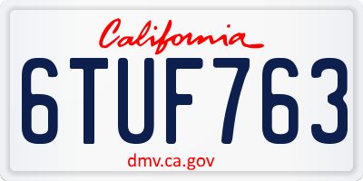 CA license plate 6TUF763