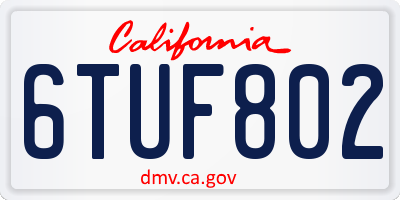 CA license plate 6TUF802