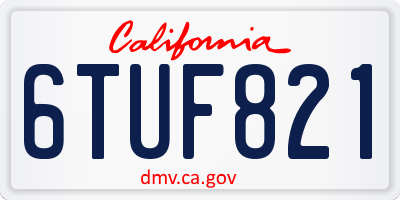 CA license plate 6TUF821