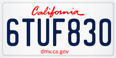 CA license plate 6TUF830