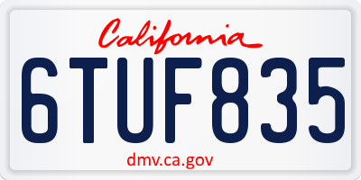 CA license plate 6TUF835