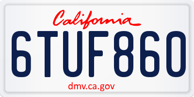 CA license plate 6TUF860