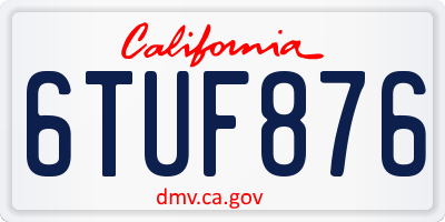 CA license plate 6TUF876