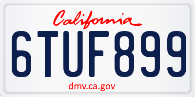 CA license plate 6TUF899
