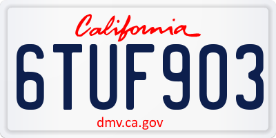 CA license plate 6TUF903