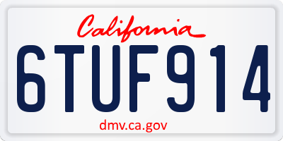 CA license plate 6TUF914