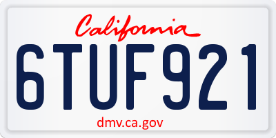 CA license plate 6TUF921