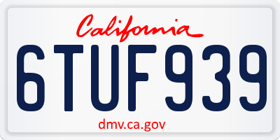 CA license plate 6TUF939