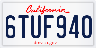 CA license plate 6TUF940