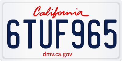 CA license plate 6TUF965