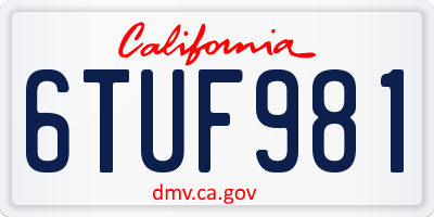 CA license plate 6TUF981