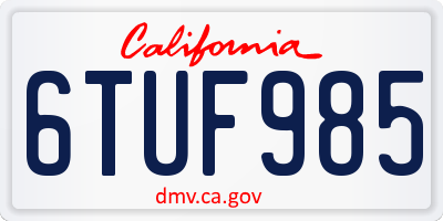 CA license plate 6TUF985