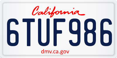 CA license plate 6TUF986