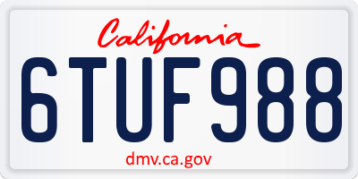 CA license plate 6TUF988