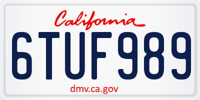 CA license plate 6TUF989