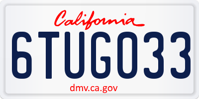 CA license plate 6TUG033