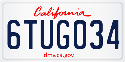 CA license plate 6TUG034