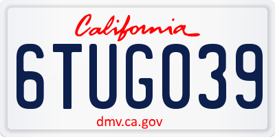 CA license plate 6TUG039