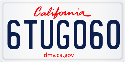 CA license plate 6TUG060