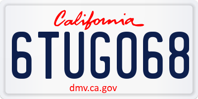 CA license plate 6TUG068