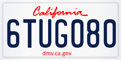 CA license plate 6TUG080