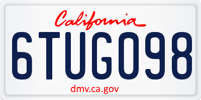 CA license plate 6TUG098