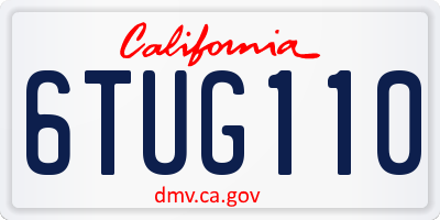 CA license plate 6TUG110