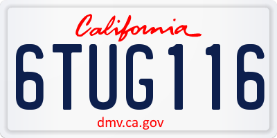 CA license plate 6TUG116