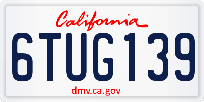 CA license plate 6TUG139