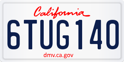 CA license plate 6TUG140