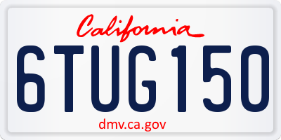 CA license plate 6TUG150