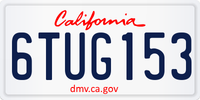 CA license plate 6TUG153