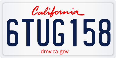CA license plate 6TUG158