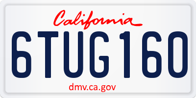 CA license plate 6TUG160