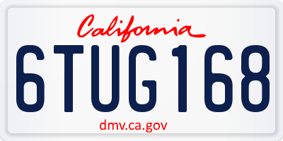 CA license plate 6TUG168