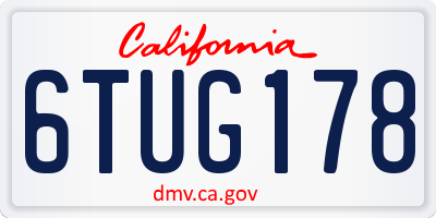 CA license plate 6TUG178