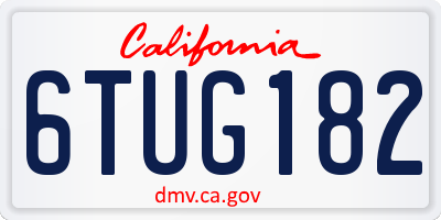 CA license plate 6TUG182