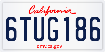 CA license plate 6TUG186