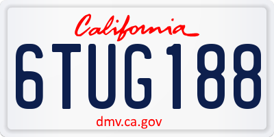 CA license plate 6TUG188
