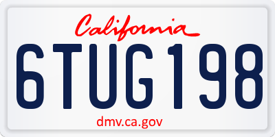 CA license plate 6TUG198