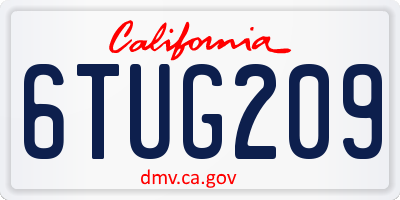 CA license plate 6TUG209